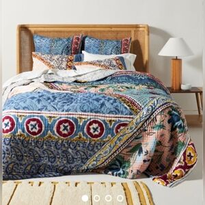 Anthropologie Katya Quilt Kantha Stitched Queen Sz 92" x 96" RARE Hard To Find